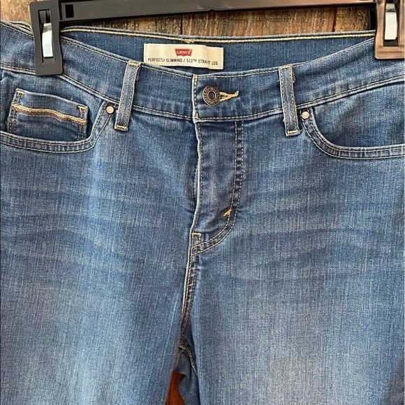 Levi’s 512 Sz 6S Blue Denim Straight Leg Perfectly Slimming Jeans - Picture 4 of 9